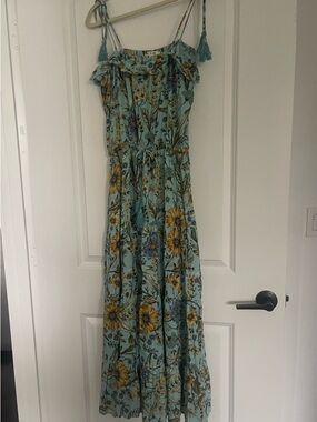 Floral Smocked Maxi Dress in Light Teal
